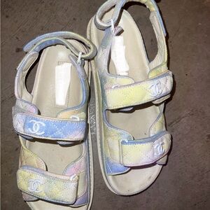 Women's Pastel Sandals - Blue and Yellow